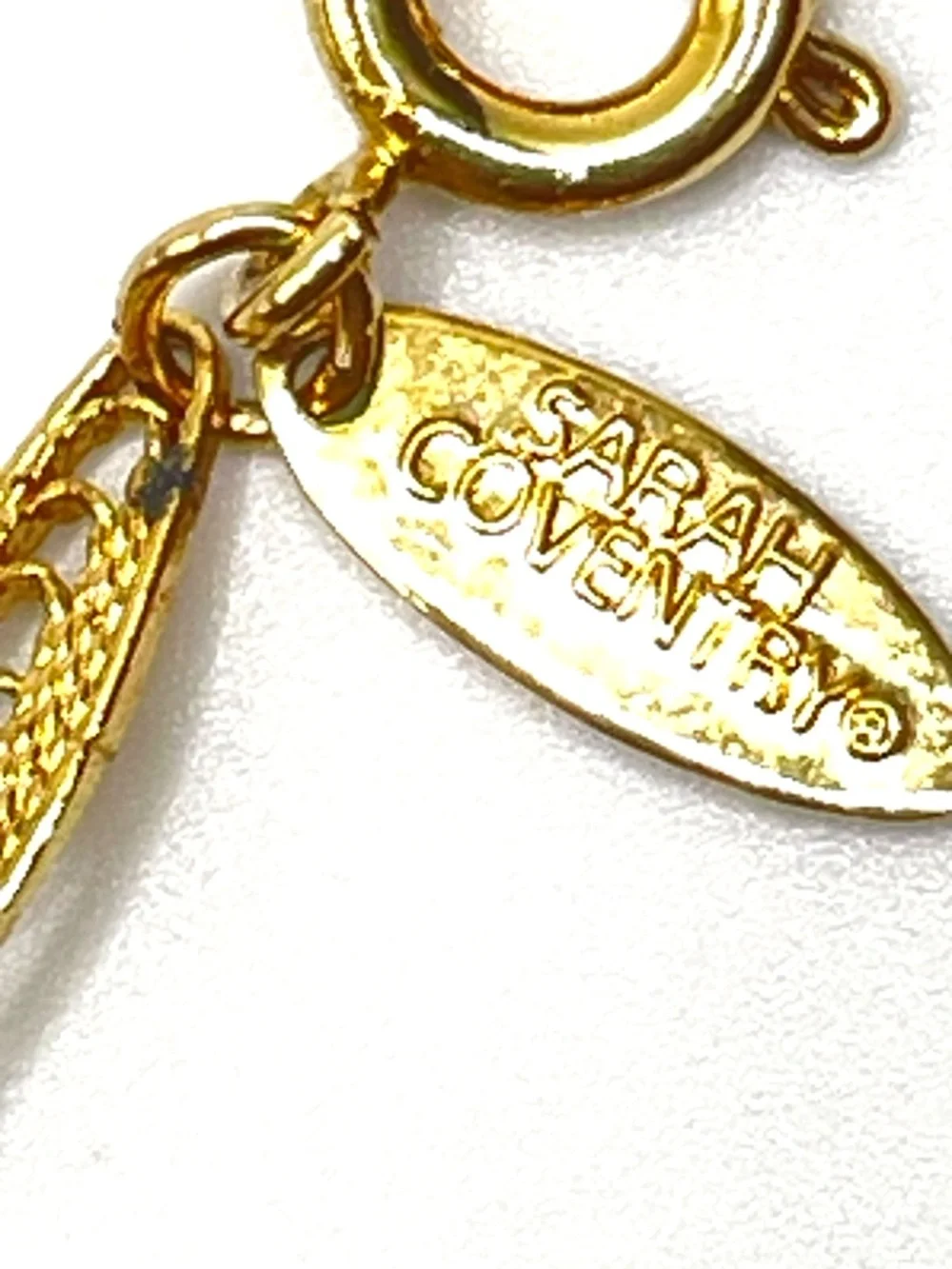 Vintage Sarah Coventry Filigree Lady 1973 Gold Tone Faux Pearl Choker Necklace